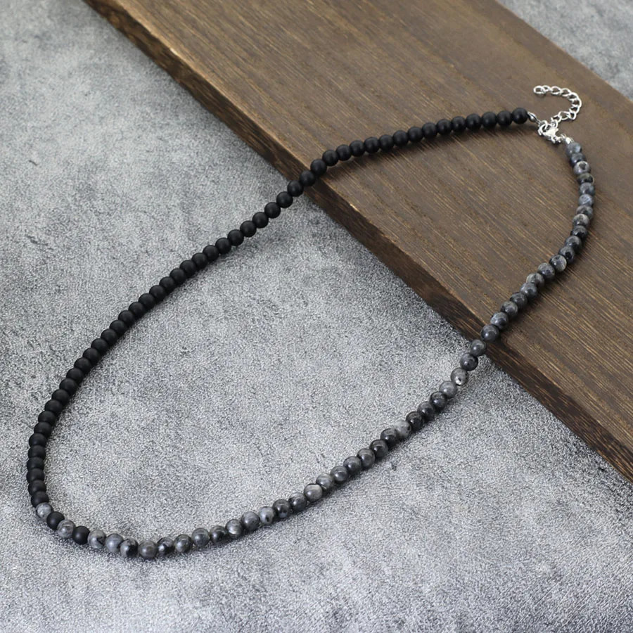 Stylish 6mm Stone Healing Necklace For Men 24 Inches Long Collar Stainless Steel Buckle Black White Yin Yang Bicolor Colar Gift 250522