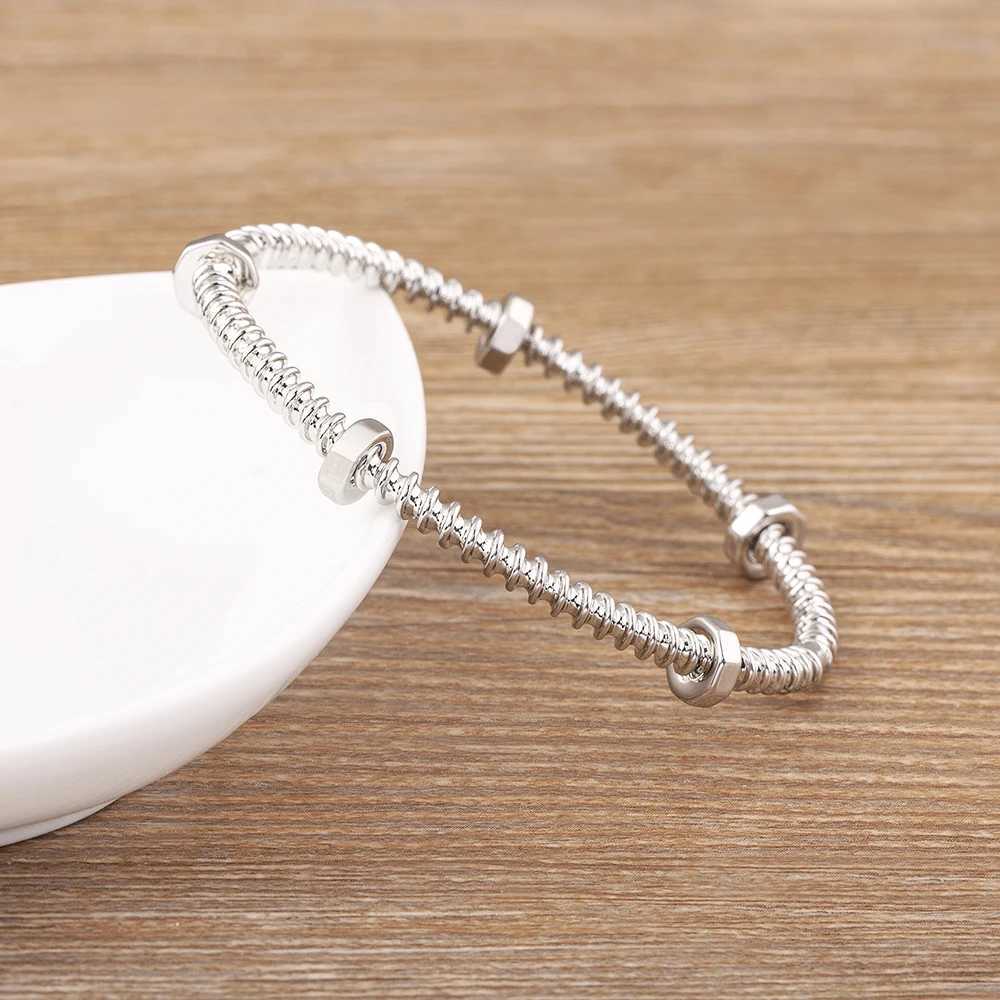 AIBEF New Trendy Unique Design Screw Thread Bracelet Women Copper Jewelry Unusual Accessories Bangle Unisex Party Gift Wholesale W250526