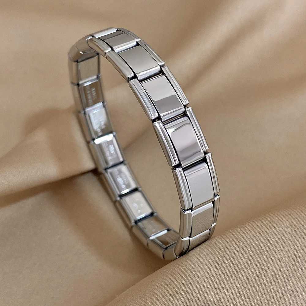 Gold Color Square Tightness Elastic Stainless Steel Bracelet Bangle for Women New Vintage Waterproof Jewelry Gifts Accessories W250526