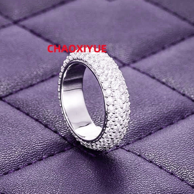 Hip Hop VVS D Color Moissanite Bling Mens Cluster 4 Rows Band Ring With 925 Sterling Silver Pass Diamond Tester GRA