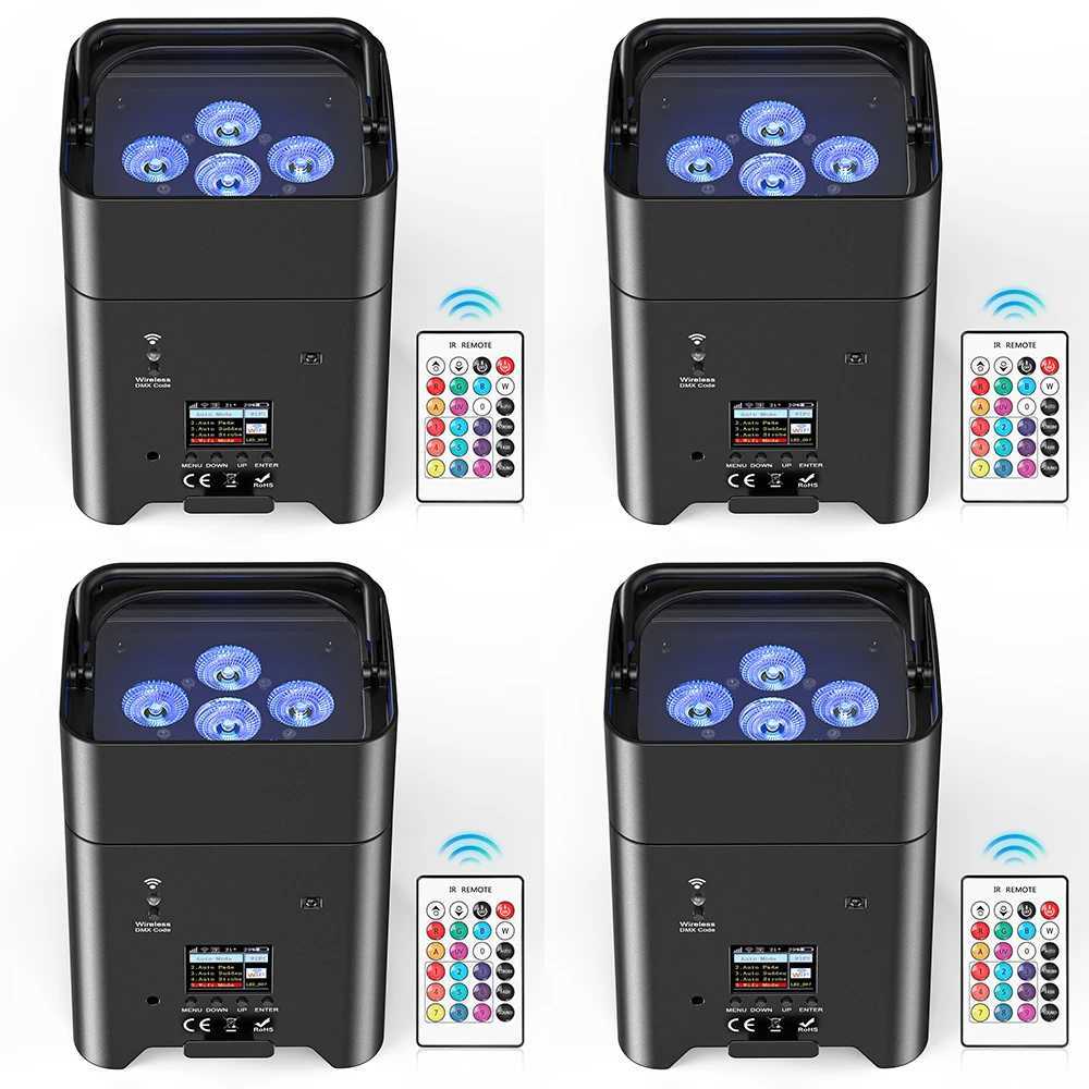 UKing 4PCS 6x18W 6 in 1 RGBAW+UV Par Light Wireless Remote Control LED Battery Light for Disco DJ Bar Party Concert Stage Light XJ250527