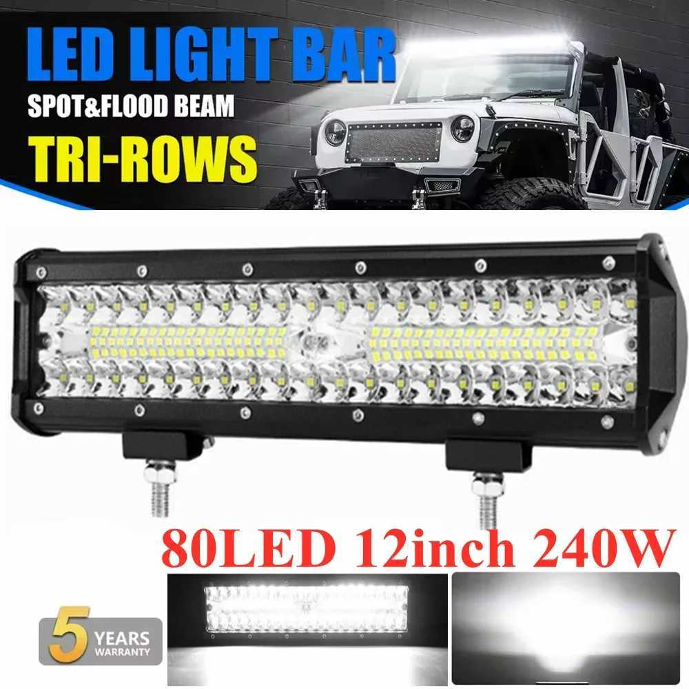 Car LED Light Bar Offroad 4x4 Spotlights Fog Lamp 12V 24V 3 Rows Headlight Truck Farm Tractor Boat SUV ATV Light Bar/work LightXJ250527
