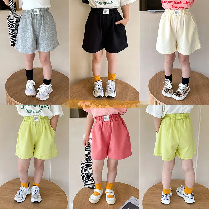 Summer Solid Color Toddler Girl Loose Shorts For Girls Cotton Children Sports Baby Short Pants Kids Clothing 110 Years 250527