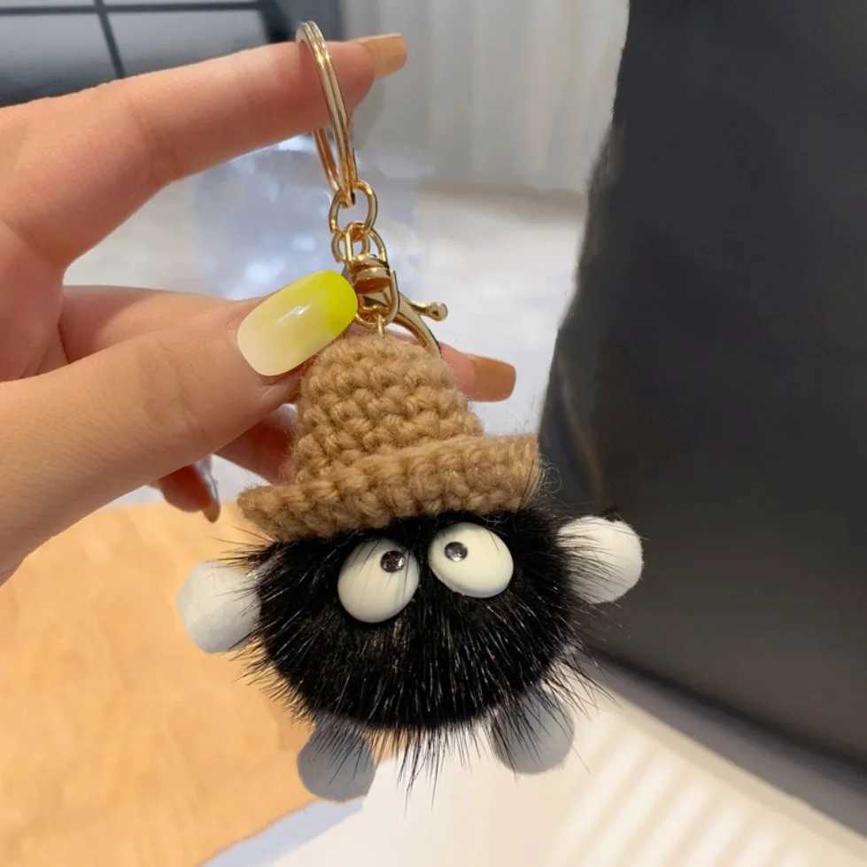 New Cute Mink Fur lanyard Briquettes Keychain Car KeyRing Pendant Plush doll School Bag Pendant Gift kawaii backpack keychains W250526