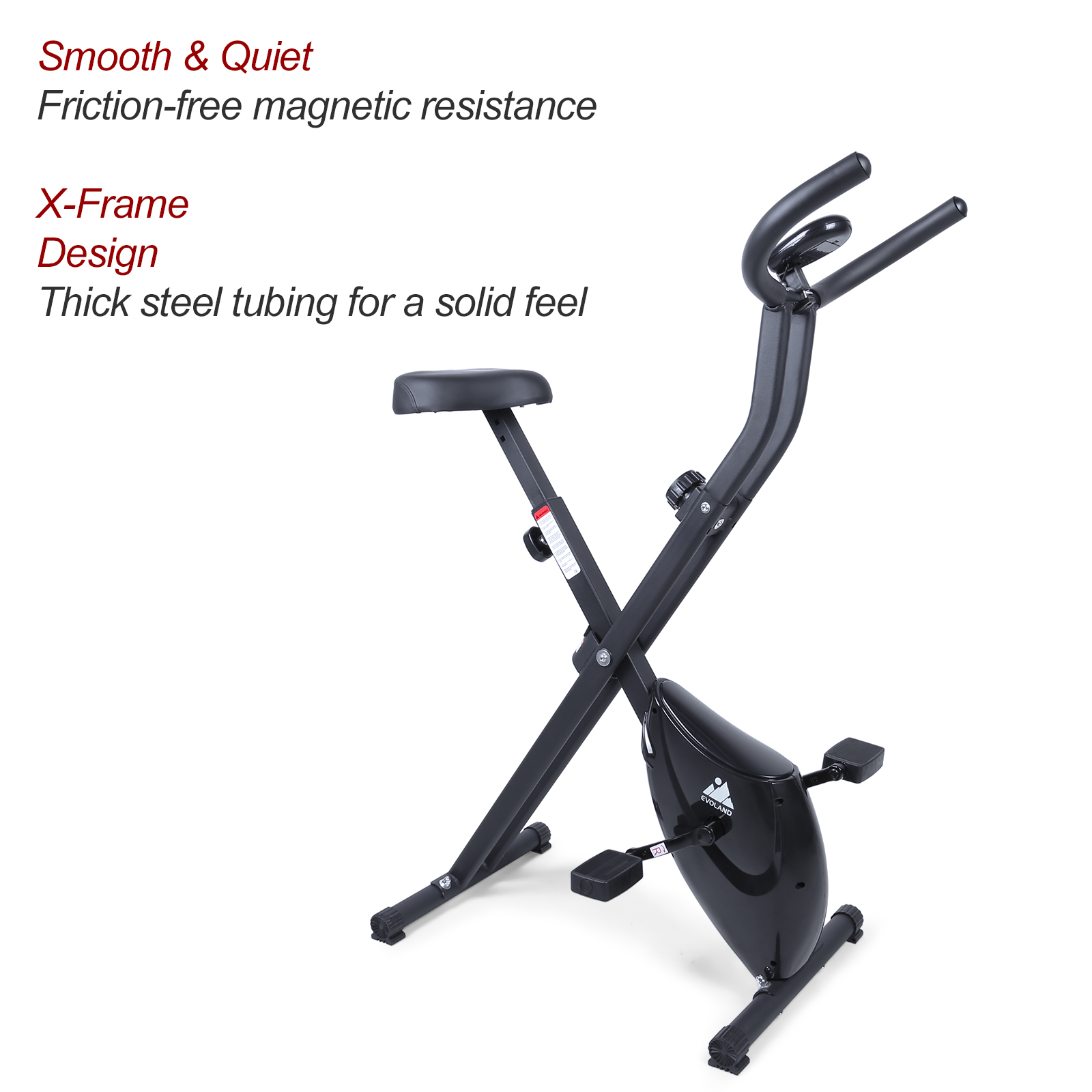 EVOLAND Foldable Exercise Bike - Portable Magnetic Resistance Trainer for HIIT