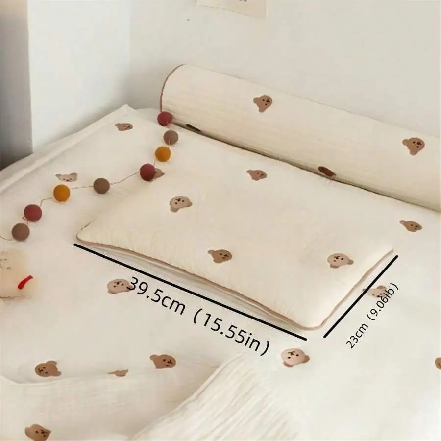 ins style baby embroidered bear quilted pillow kindergarten breathable sweatabsorbent pure cotton cute 250527