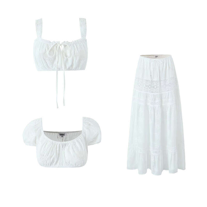 2025 Summer French Lace Camisole Top and Skirt Fashion Set Women's High-end Feel
