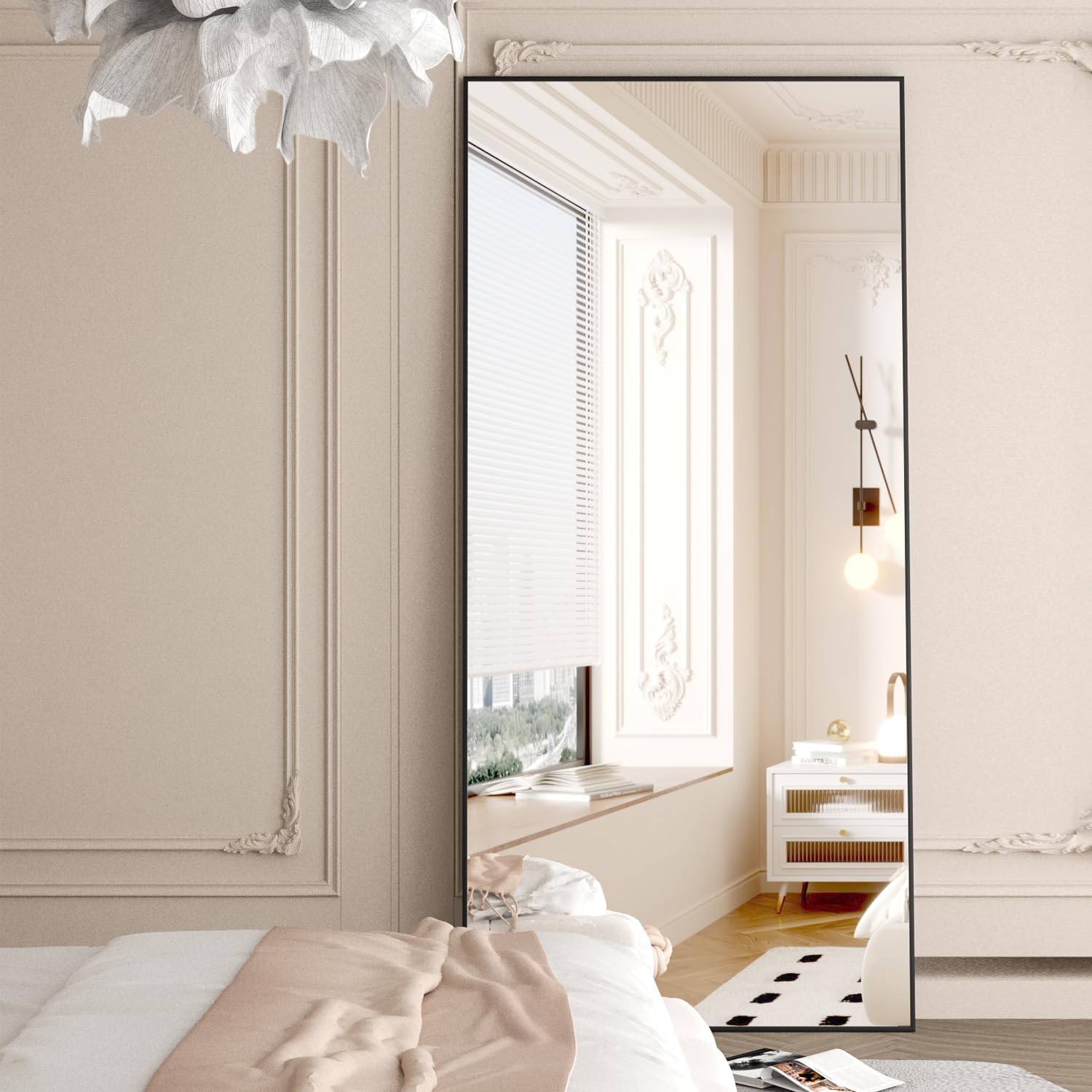 cassilando black full length metal frame mirror largesized floor wall standable 65 h x 24 w