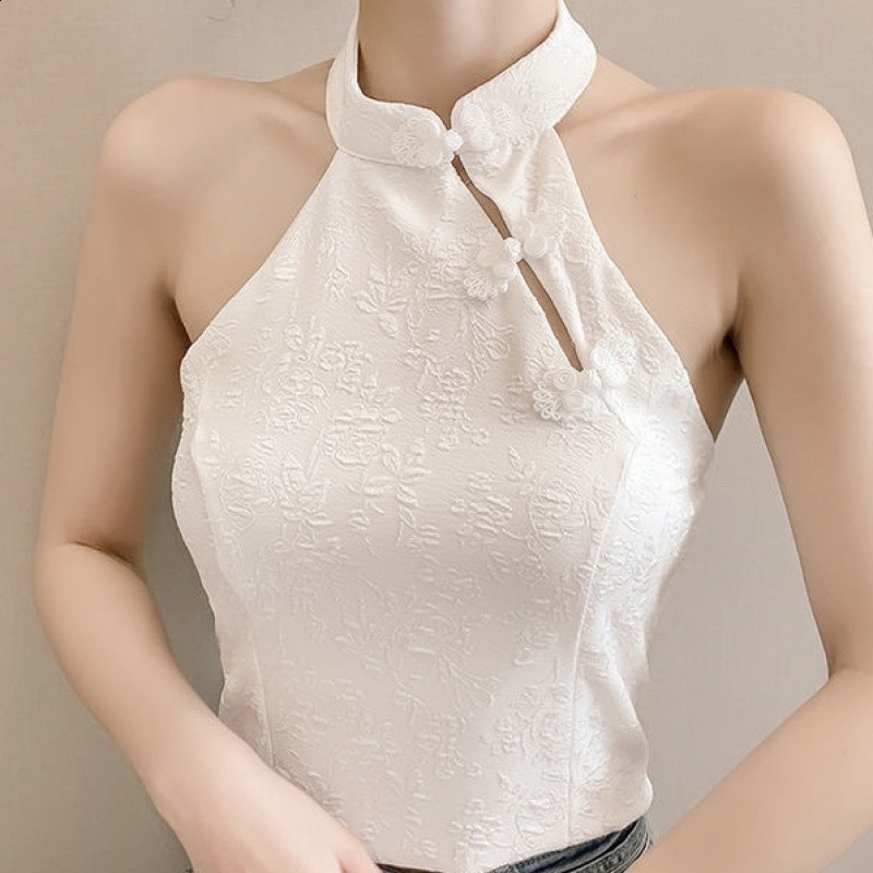 Plus Size 150kg Summer Outerwear Pure Desire Hot Girl Style Halter Buckle Cheongsam Modified Vest for Women Trendy 230310