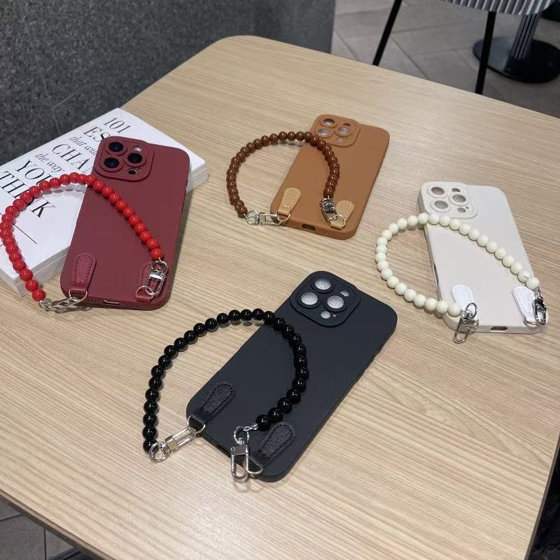 Light luxury bead chain wristband Apple 16 iPhone 15 14 Plus 13promax phone case 2 with high aesthetic value