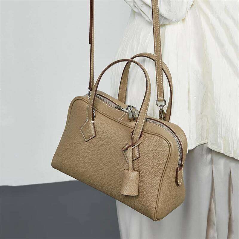 Toptrends Genuine Leather Pillow Tote Handbags For Women 2025 Designer Top Handle Satchel Ladies Shoulder Crossbody Bags