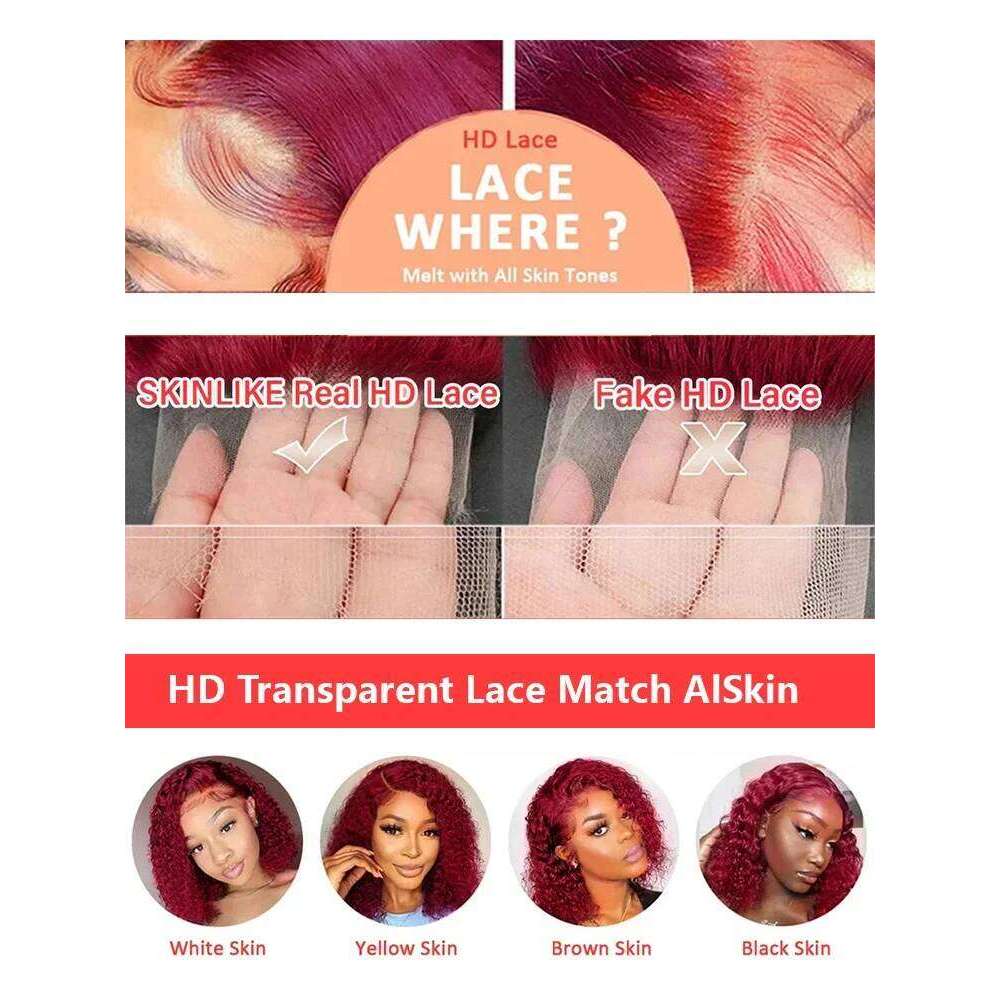 99J Bury Deep Wave 13x6 Front Human Hair Wigs For Women Pre Plucked Frontal Lace Wig