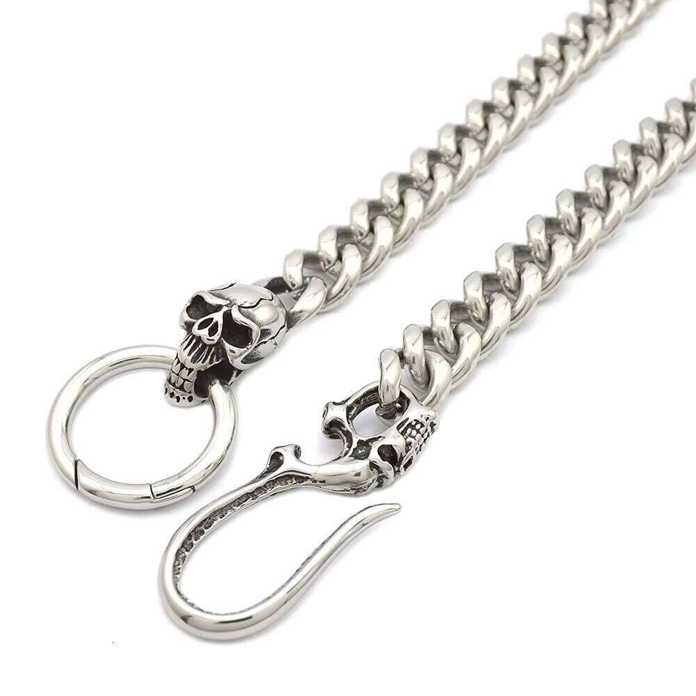 Wholesale New Custom Pants High Waist Stainless Steel Biker Skull Punk Jean Wallet Chain for Men
