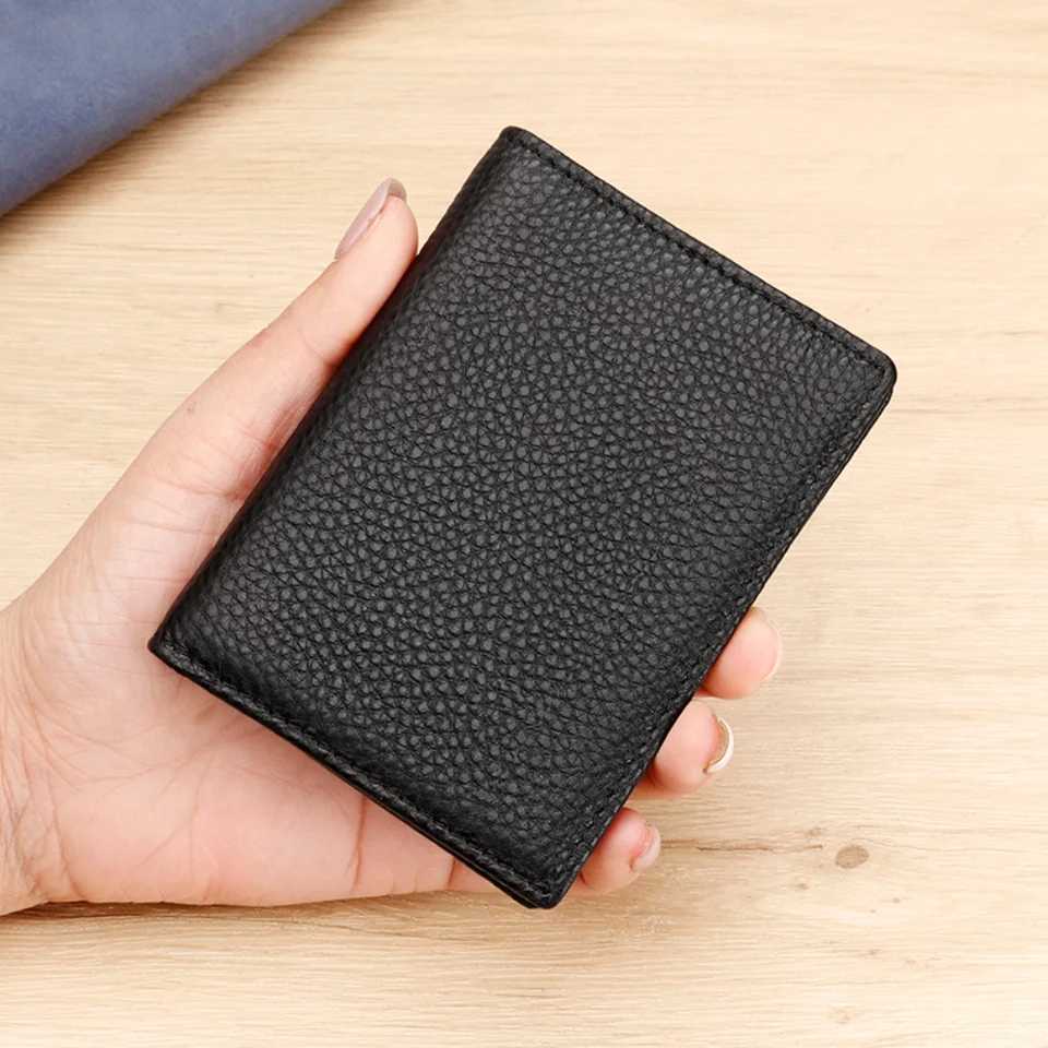 Lychee Genuine Leather Mens Card Holder Anti-magnetic RFID Bag Ultra Thin Soft Business Card Holder for Men Z250527