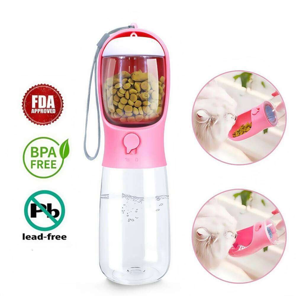 free shipping Portable 550ml Pet Water Bottle with Food Container 2-in-1 Leak-Proof Dog Cat Outdoor Walking Hiking Camping Feeding Drinking