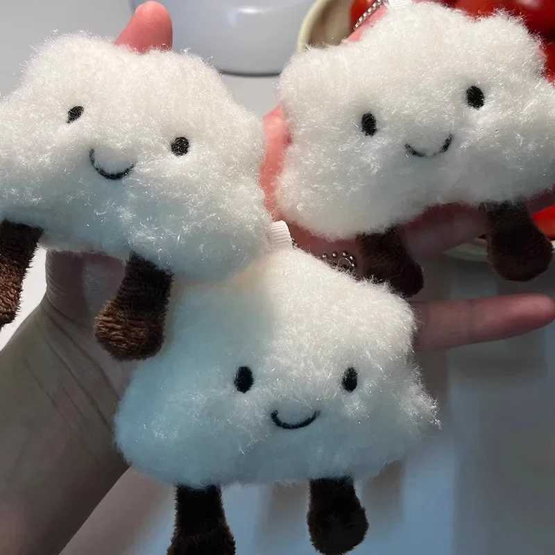 Cute Plush Smile Cloud Keychain Cotton Stuffed Doll Toy Keyring Cloud Backpack Bag Pendant Car Key Chains for Women Girls Gift W250526