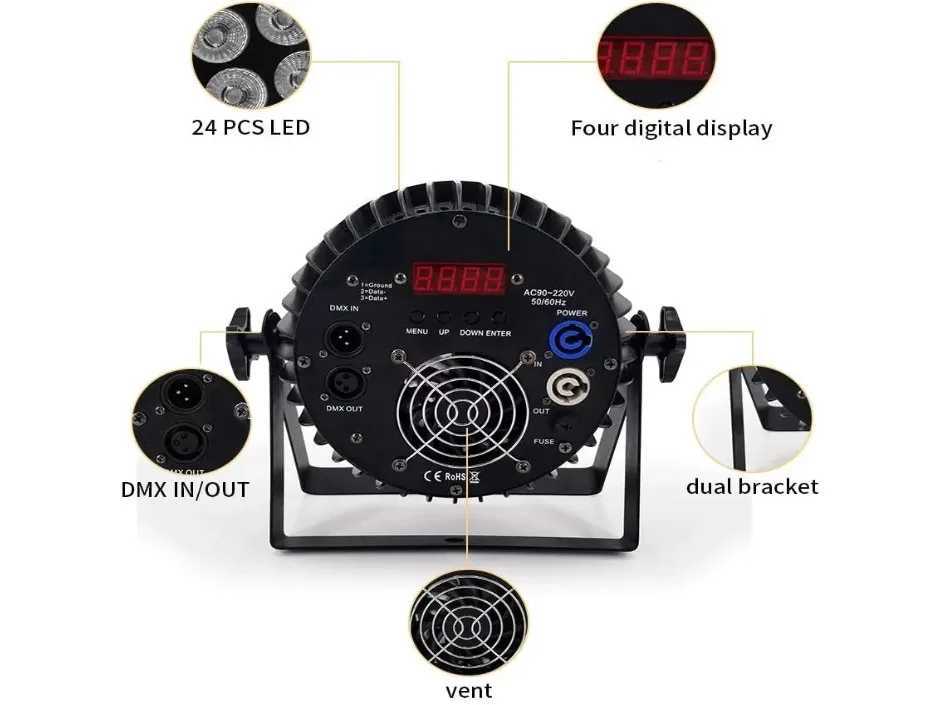 Aluminum Alloy LED Par 18x18W RGBWA+UV Lights 6in1 LED Lighting DMX512 Disco Light Professional Stage Dj Equipment Fast ShippingXJ250527