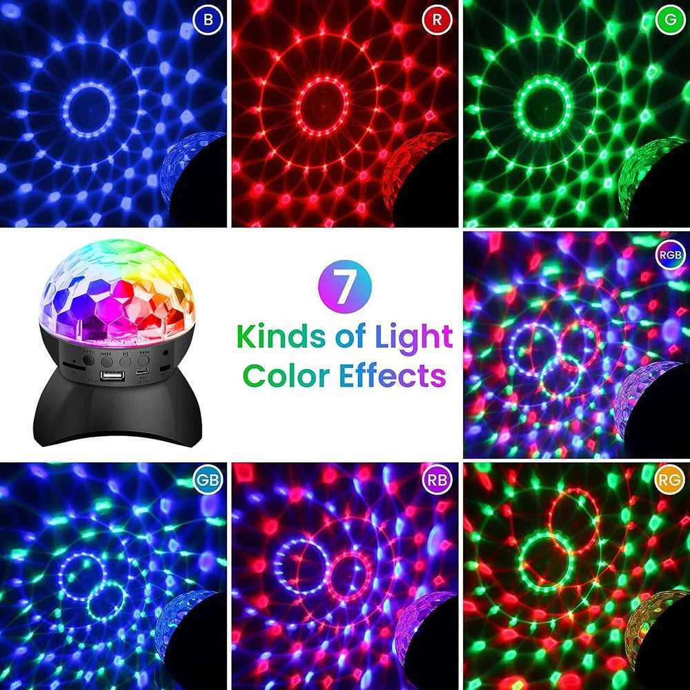 USB/Rechargeable RGB Disco Light Bluetooth Speaker Rotating Magic Ball Stage Lamp Projector Sound Activated DJ Party Decor Gift XJ250527