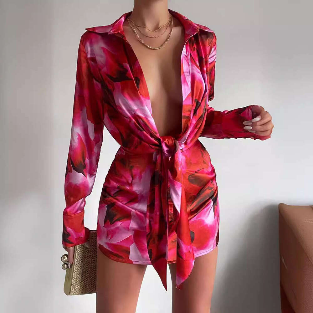 2025 Women's Fashion Unique Printed Shirt Dress
