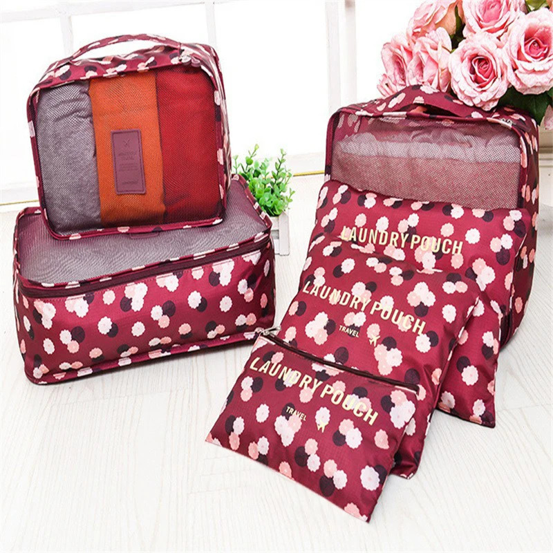 6pcs Travel Organizer Set Suitcase Storage Bag Portable Clothes Underwear Shoes Cubes For Travels Makeup Bags Luggage Organizers 250526