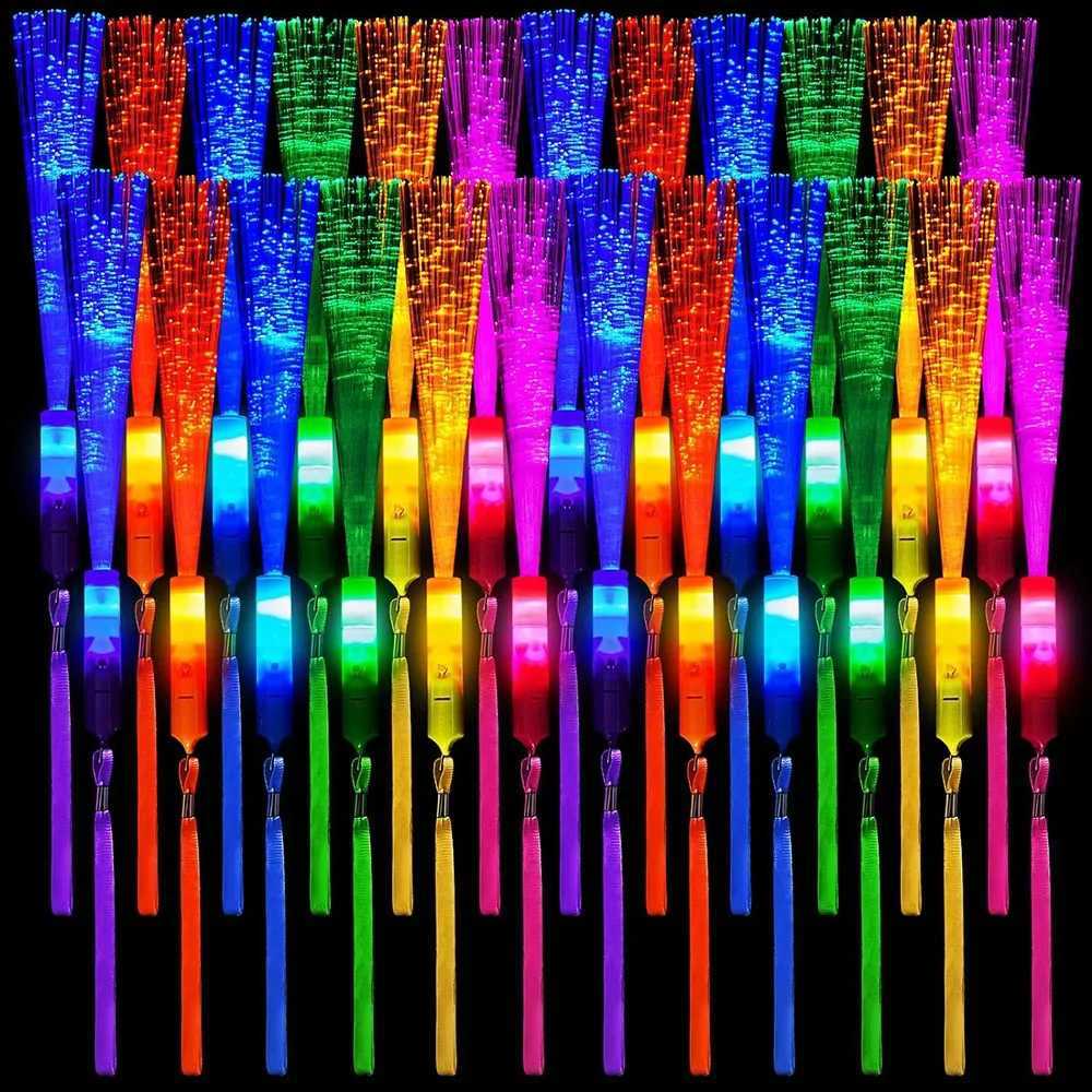 12/24/48Pcs Glow Fiber Wands Sticks LED Flashing Stick Light up Stick Colorful Fiber Optic Wands For Wedding Glow Party Favors W250528