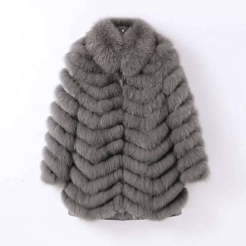Women Winter Long Fox Fur Coat Jacket New Warm Double Side Parka Ct262