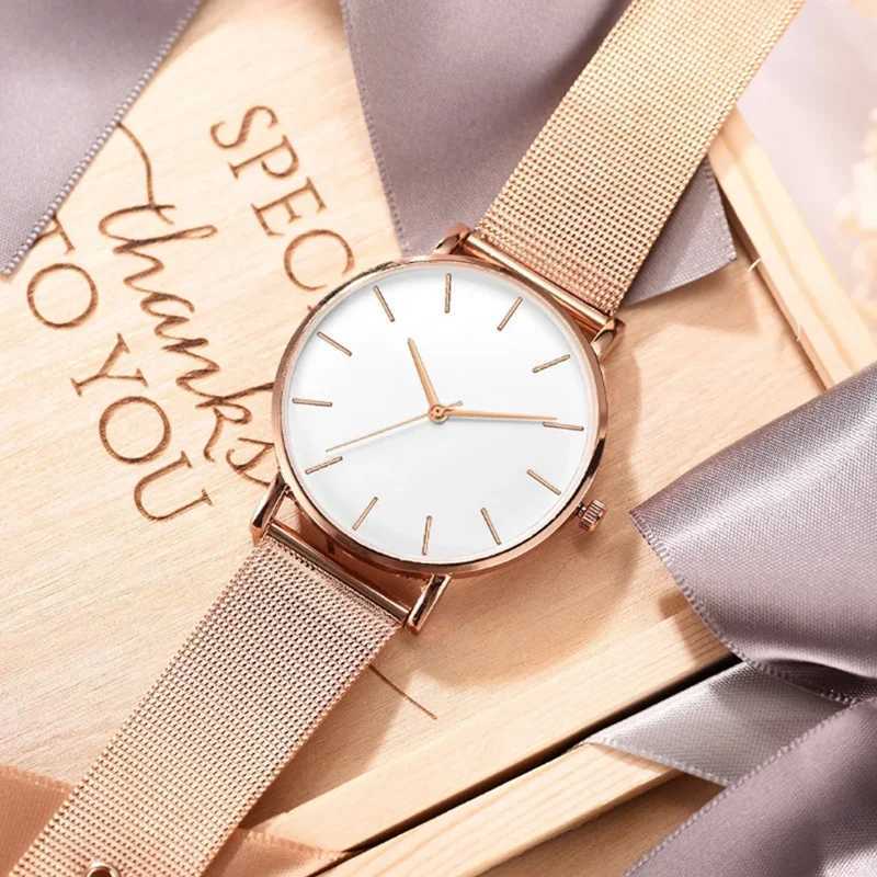 Top Brand Womens Watches Luxury Metal Mesh Simple Quartz Watches Fashion Elegant Rose Gold Ladies Wristwatch Clock Reloj Mujer XJ250527