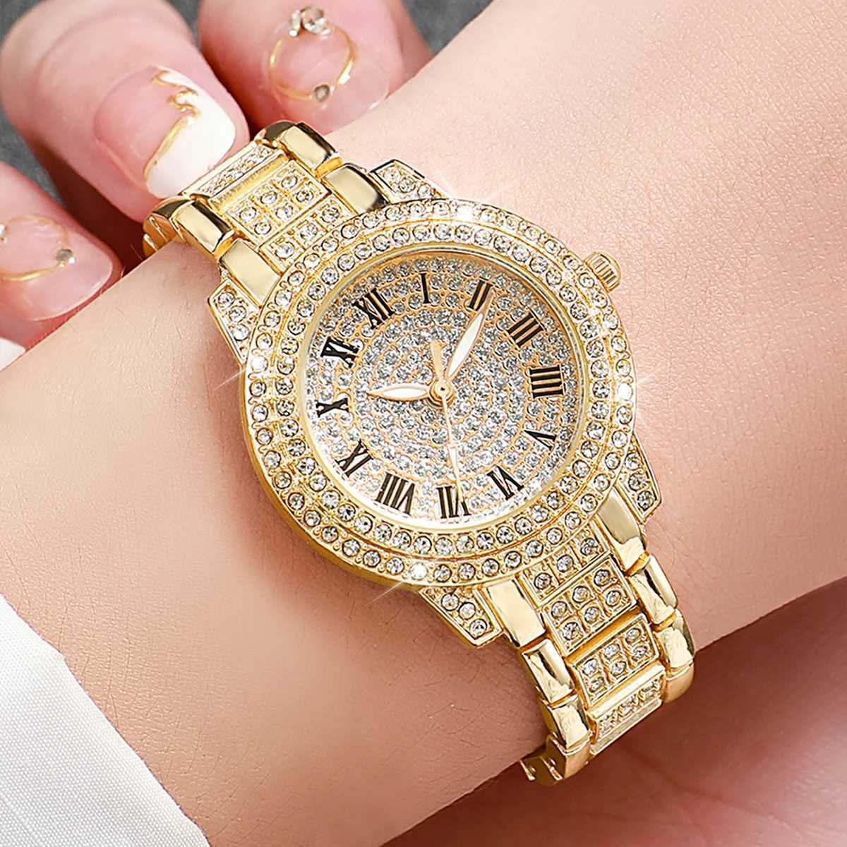 3PCS Women Watches Fashion Full Rhinestone Quartz Watch Stainless Steel Band WristwatchesWithout Box XJ250527