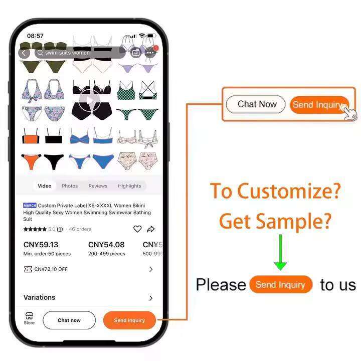 New Design Custom High Waist Customized Swimwear Beachwear Sexy Two-Piece String Bandeau Bikini Set