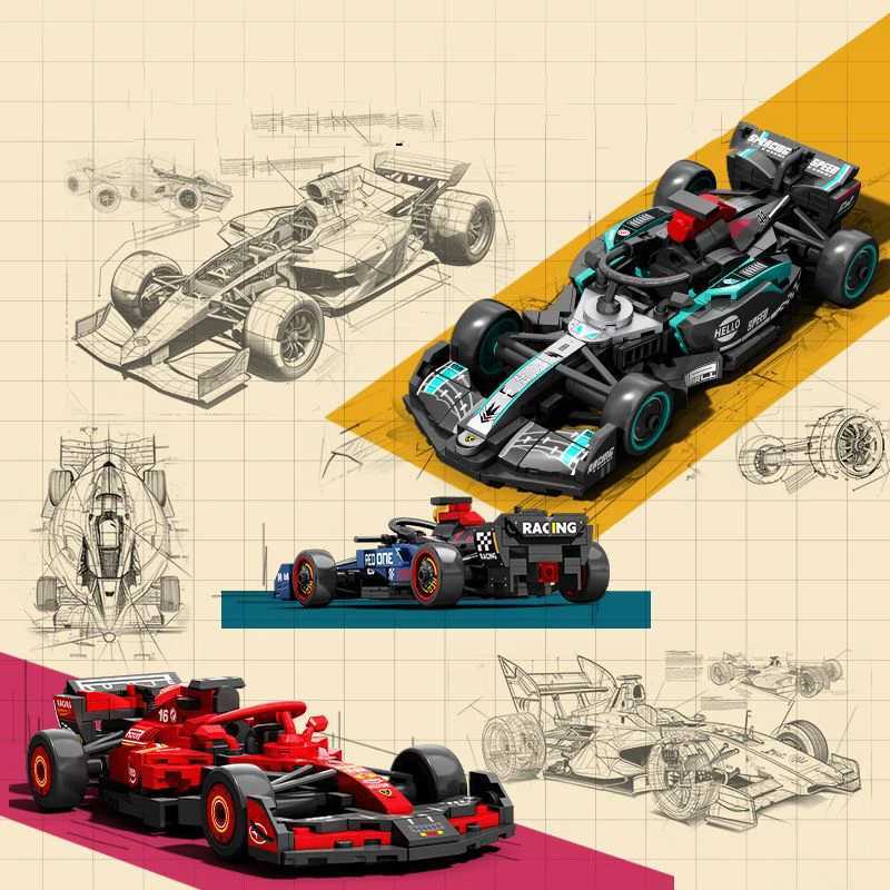 Technical Speed Champion Building Block Vehicle Super F1 Racing Team Model Sets Formula 1 Construction Brick Toy For Boys Gifts Z250528