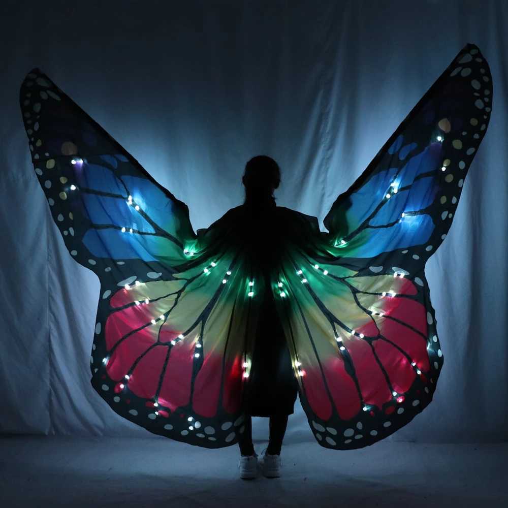 Colorful Belly Dance Performance Costume LED Wings Dance Accessories Girls LED Wings Costume LED Butterfly Wings W250528