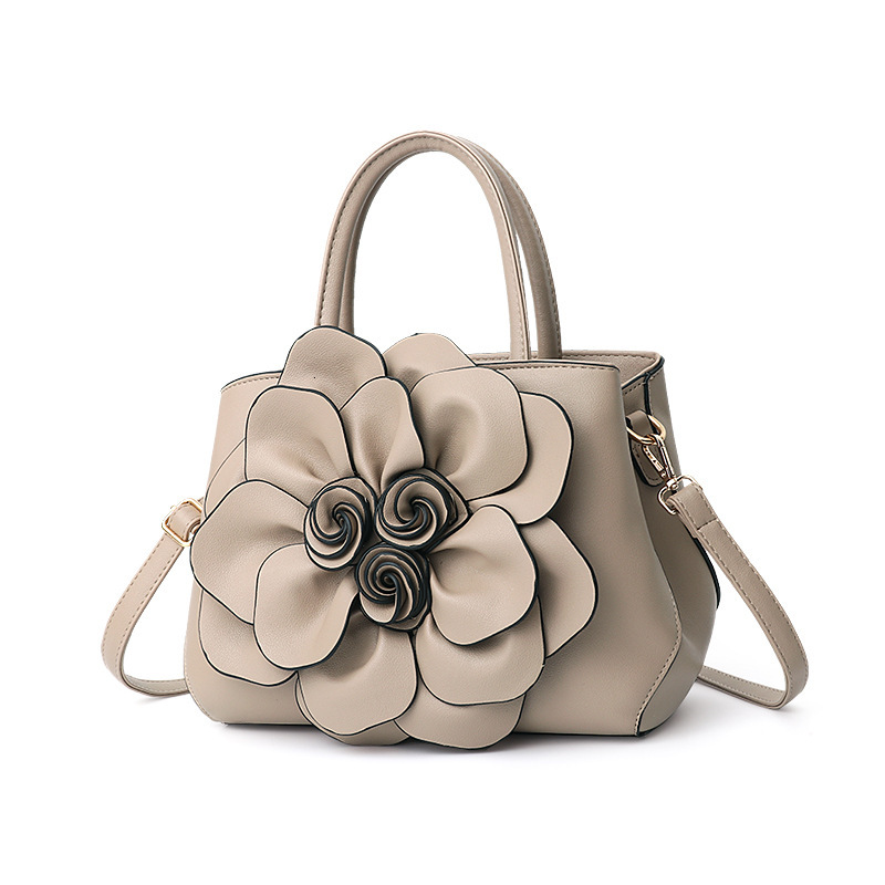 Luxury Brand Designer Bag 2024 Spring Solid Color New Academy Style Women's PU Leather Flower Handheld Shoulder Cute Bag