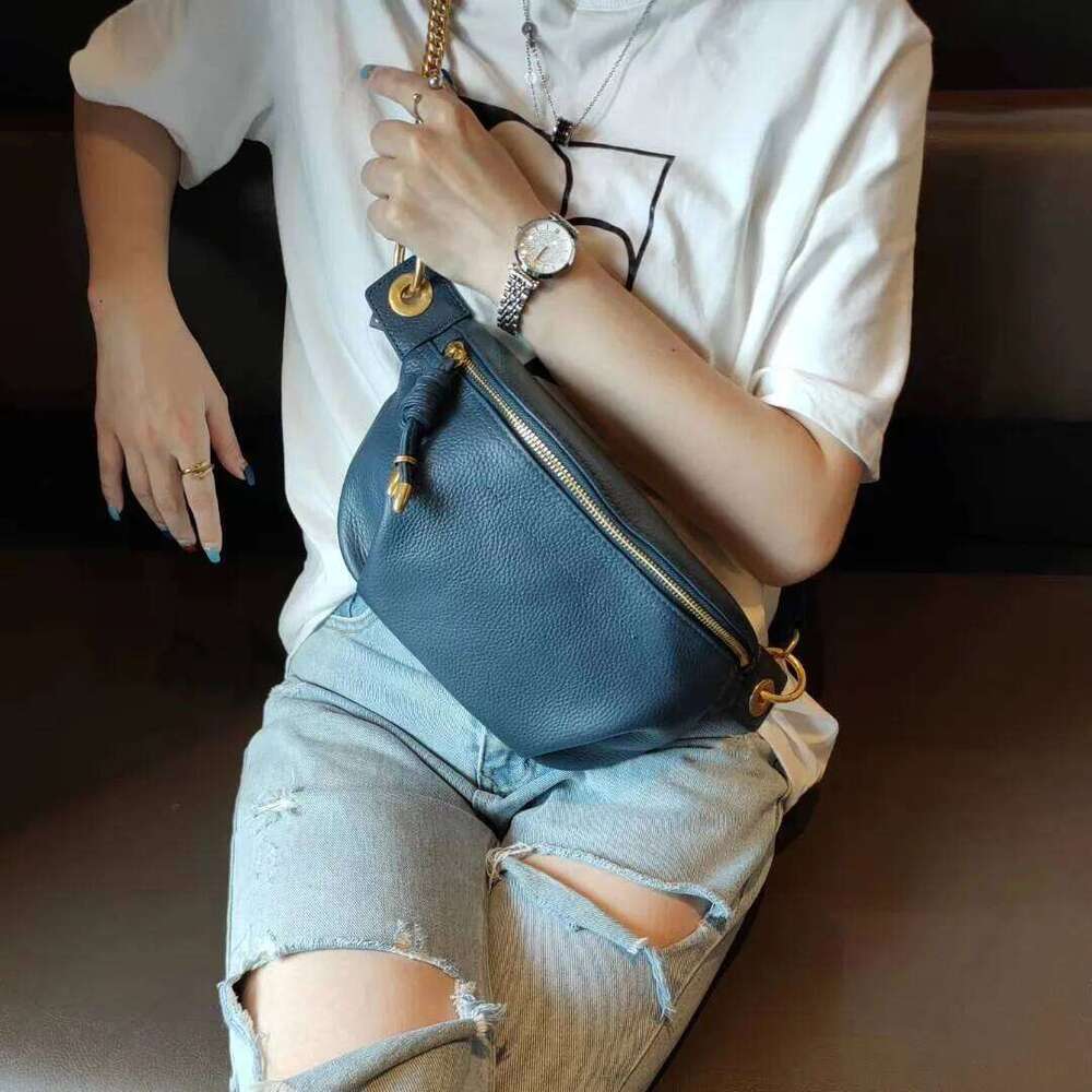 New chest female fashion waist head layer cowhide wide strap single shoulder crossbody bag