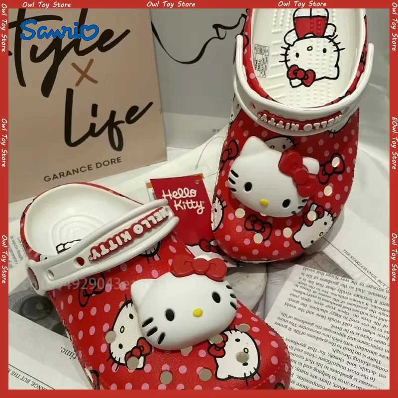 Sanrio New Hello Kitty Hot New Crocs Cartoon Character Summer Cute Cartoon ChildrenS Slippers Non-Slip Soft Soled Sandals Giftsw250528