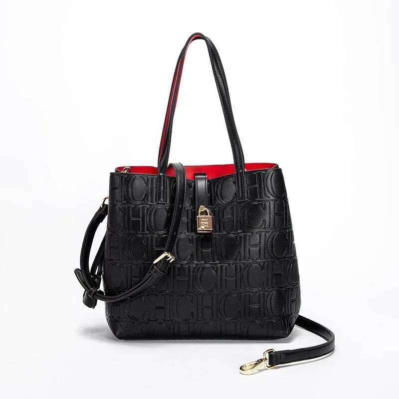 CH Simple Large Capacity Emed Women's Shoulder Bag Pure Color Letter Pattern Design 2024 Fashion Backpacks