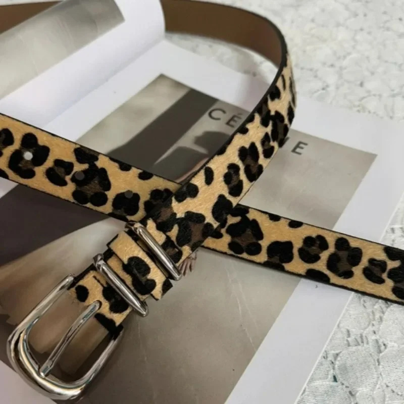 Y2K Leopard Print Belt Snake Skin Pattern PU Leather Belts Jeans Pin Buckle Closure Waistband Men Women Adjustable Cool Belt 250527