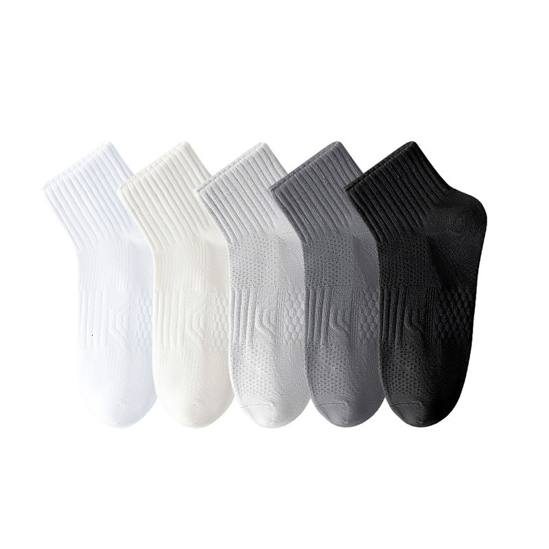 Men's Spring Summer Short Solid Color Seamless Cotton Odor-resistant Non-slip Autumn Mid-Calf Student Sports Socks
