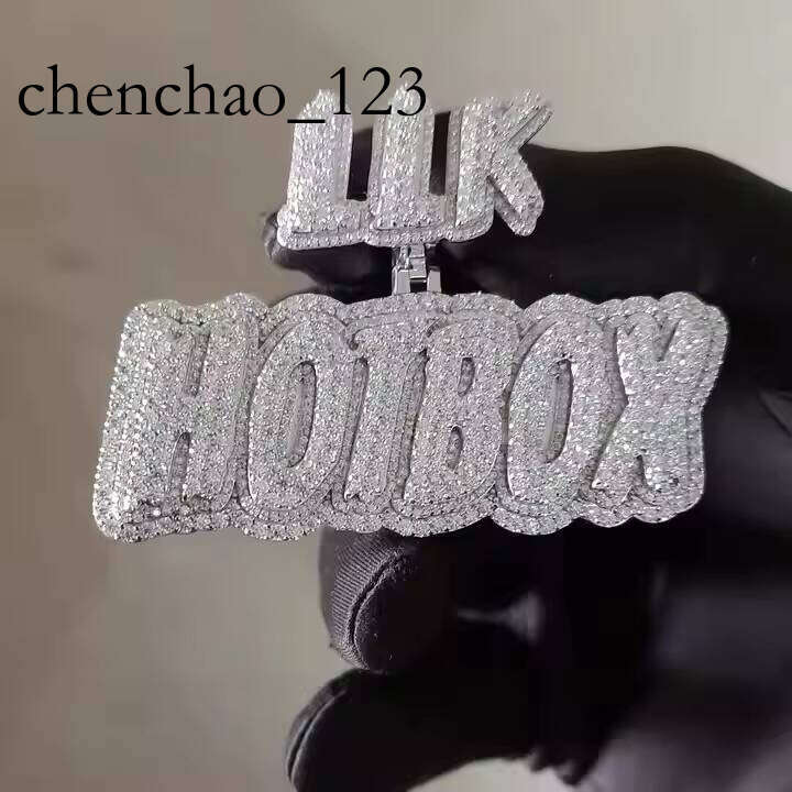 Custom Sterling Sier Moissanite Dia Name Pendant with Rapper Style Iced Out Letters for Men and Women CZ Optional