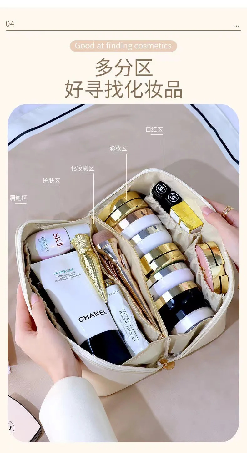 Large Capacity Womens Travel Makeup Bag Portable PU Waterproof Hand Wash Bag multilayer Multi Functional Storage Bag Gifts 250527