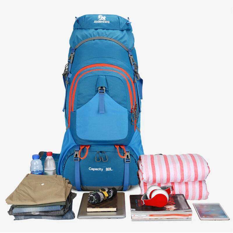80L Travel Sports Climbing Backpack Large Capacity Outdoor Hiking Trekking Mountaineering Bag Shoes Compartment Camping Rucksack