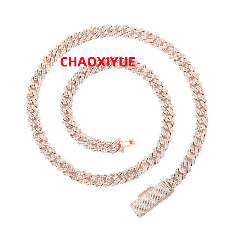 20MM 3-Row VVS Moissanite Diamond Hip-Hop Necklace Fashionable 925 Silver Iced Out Cuban Link Chain