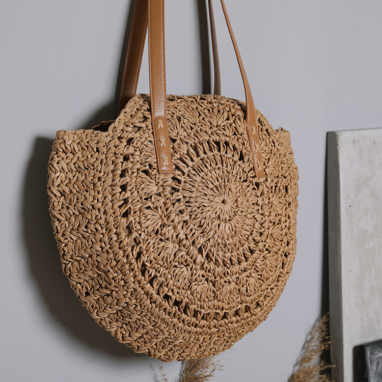 2025 New Fashion Straw Single Shoulder Designer Women's Beach Vacation Large Capacity Handbag Trendy Single Shoulder Bag