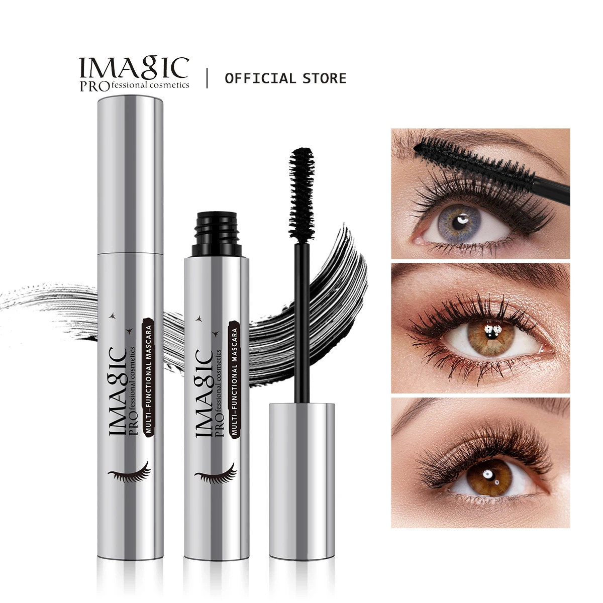 IMAGIC Black Mascara 4D Silk Fiber Waterproof Long Lasting Extension Volume Thick Effet Lengthens Eyelashes Eye Makeup Cosmetics 250523