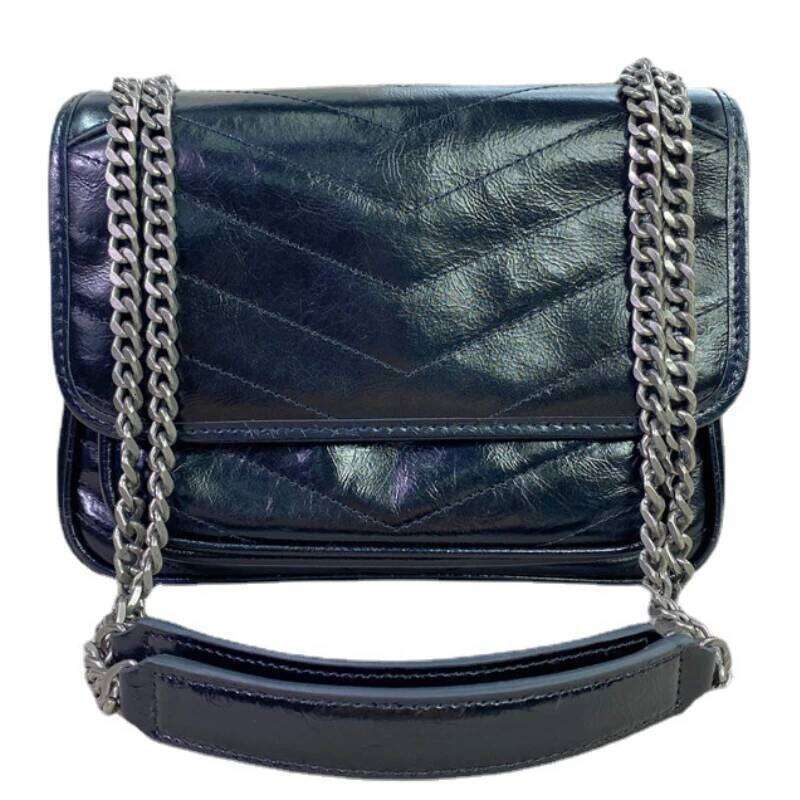 Design Bag Top Cowhide Postman Oil Wax Real Leather Chain Retro Wandering One Shoulder Messenger Small Square Side Bag For Ladies Brand Bag