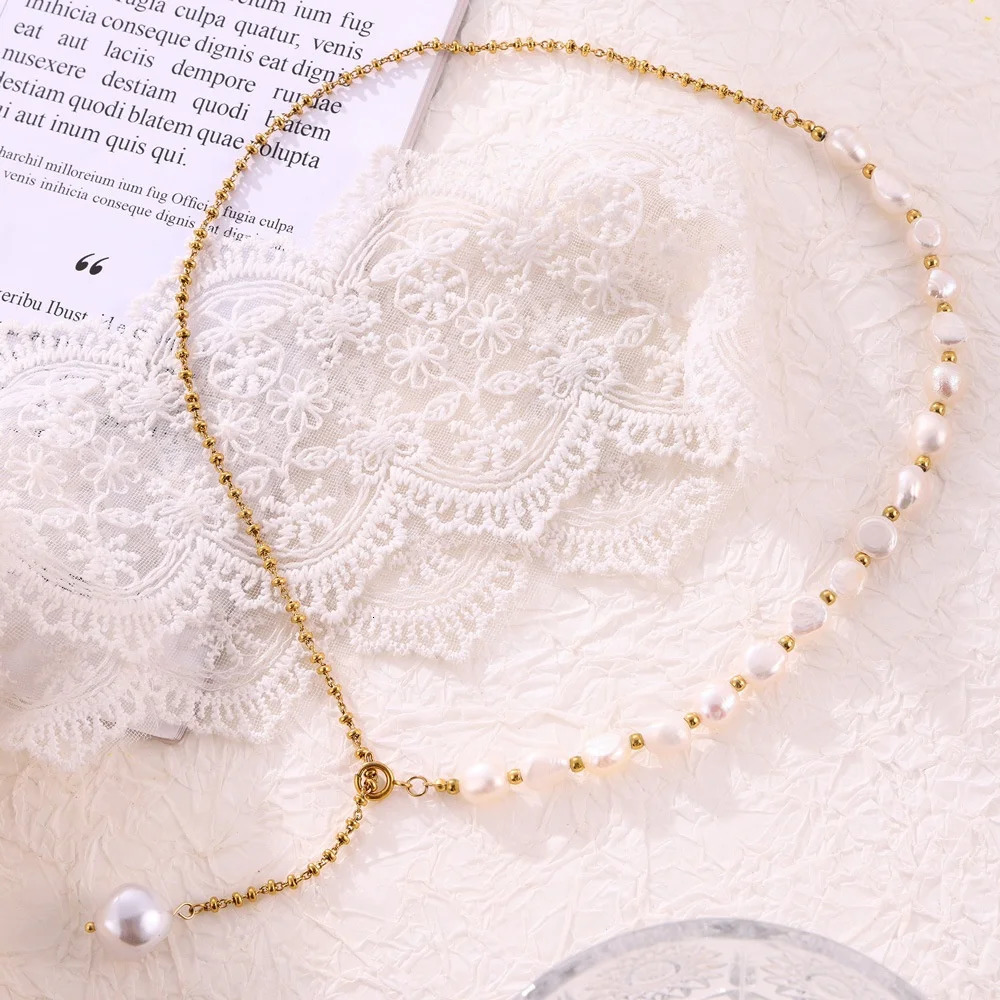 MARKA Ins Wind Pearl Necklace Womens Versatile Stainless Steel Non Fading Jewelry Accessories 250522