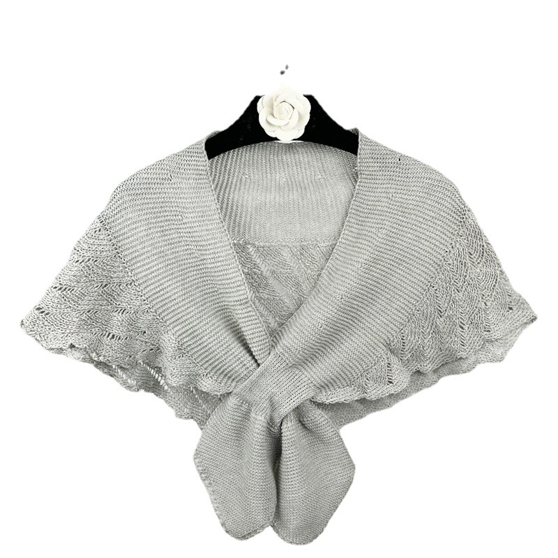 K854 Fishtail hollow knitted shawl outer wear celebrity style summer air conditioning waistcoat protect cervical vertebra fishtail shawl false collar