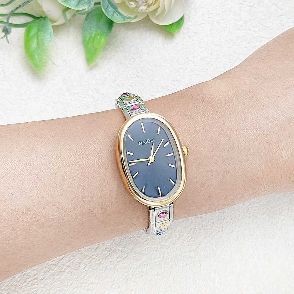 GEMOSA Modern Oval Casual Vintage Design Quartz Watches Women Ladies Stainless Steel Width 9mm Strap Party Birthday Perfect Gift XJ250527
