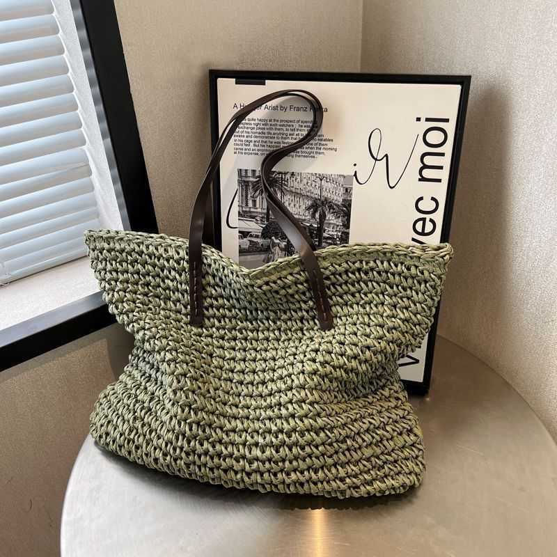 Large Capacity Grass Woven Large Bag Womens Bag New Stylish Woven Versatile Shoulder Bag Summer Fashion Tuochanglei