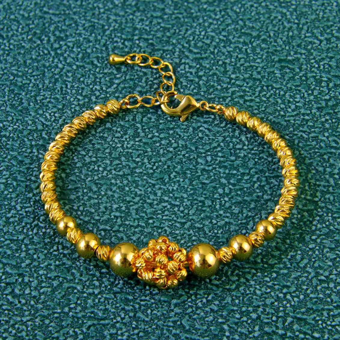 Saudi Muslim Gold Color Bead Bracelet 21k Plated Multi Layer Dubai Elegant Cuff Bangles Womens y Event Party Jewelry 250517