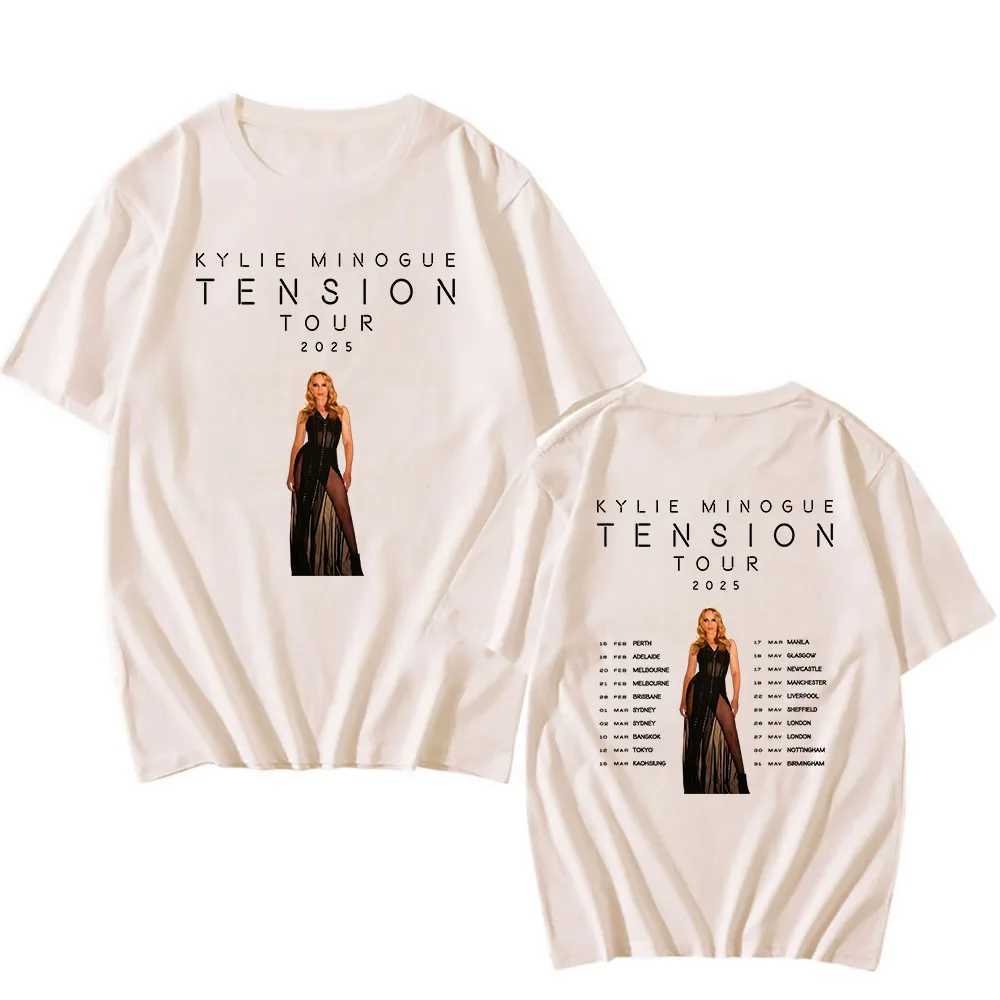 Famous Singer Print Tshirt Kylie Minogue Tension Tour 2025 T-shirt Cotton Summer Men/Women T-shirt Ropa Hombre Graphic Clothes X250528